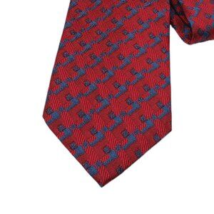 Jos. A. Bank Silk Tie Men’s 59.5” Red Blue Woven Geometric Modern Wide New